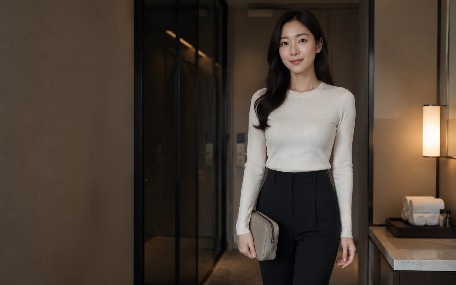연천 방문 홈케어를 안내하는 젊은 성인 한국 여성 관리사